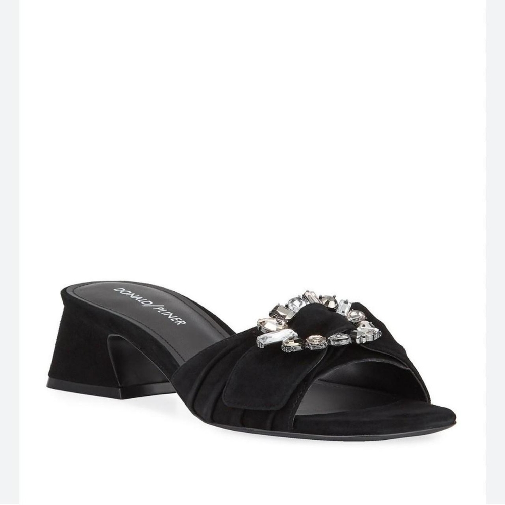 Donald J Pliner Bate Suede Ornamented Slide Sandals